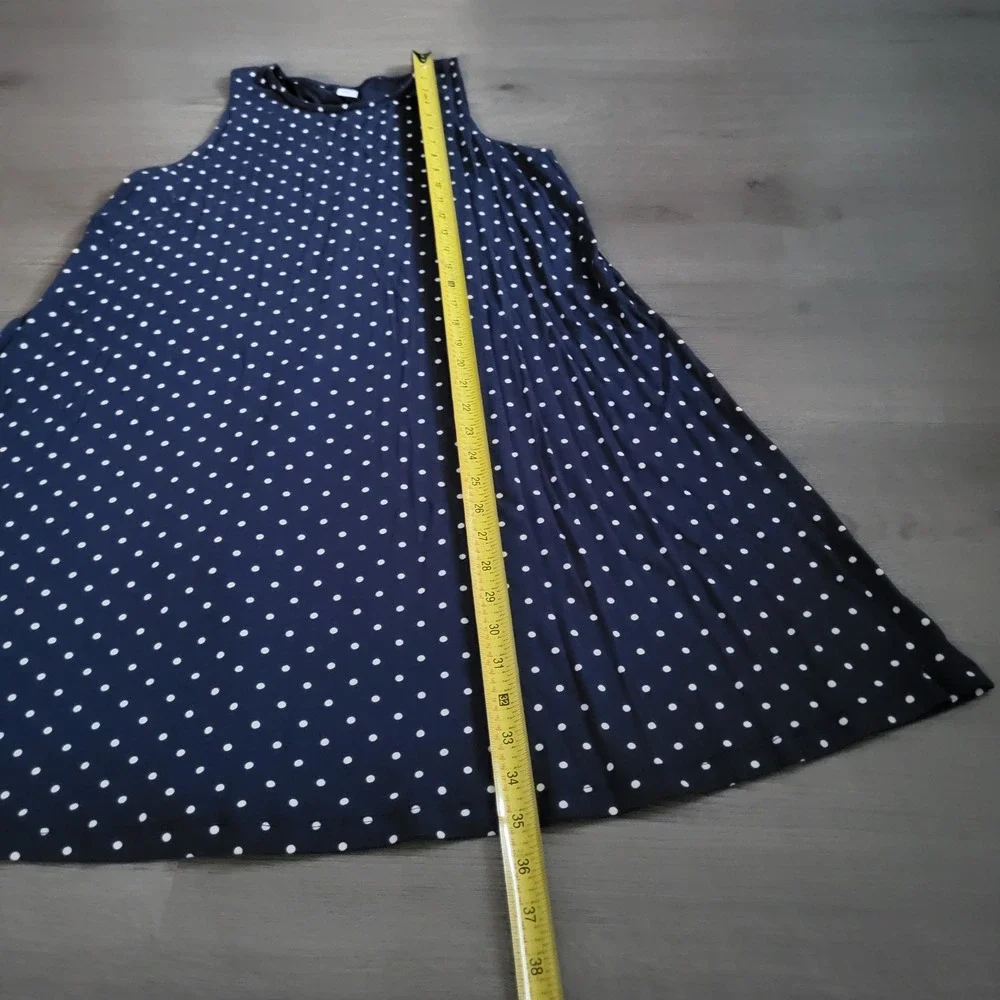 Old Navy Womens Navy Blue Polka Dot Sleeveless Swing Dress Summer Medium NEW